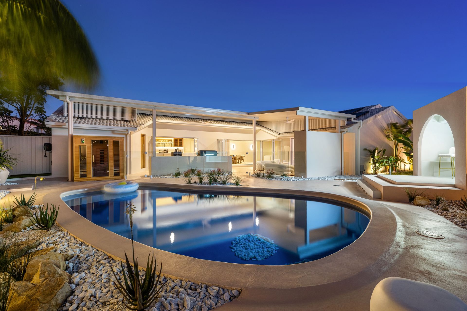 Sunset Cove — Full Pool at Night